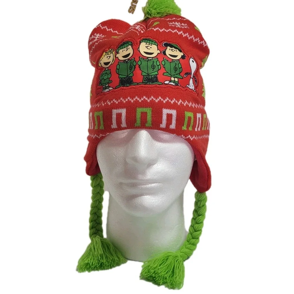 Peanuts Charlie Brown Gang Carolers Beanie Hat‎ Pom Pom Winter NWT